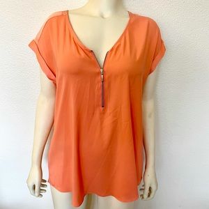 Express Light Orange Short Sleeve Top Size Large
